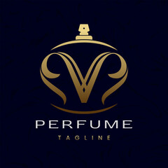 Letter V Perfume Logo Design, Elegant Luxury Scent Initial Logo