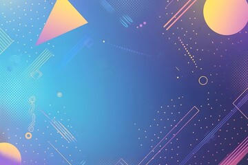 Youthful Memphis Style Blue Gradient Background with Geometric Shapes and Lines - Modern Abstract Design for Social Media Banner or Poster