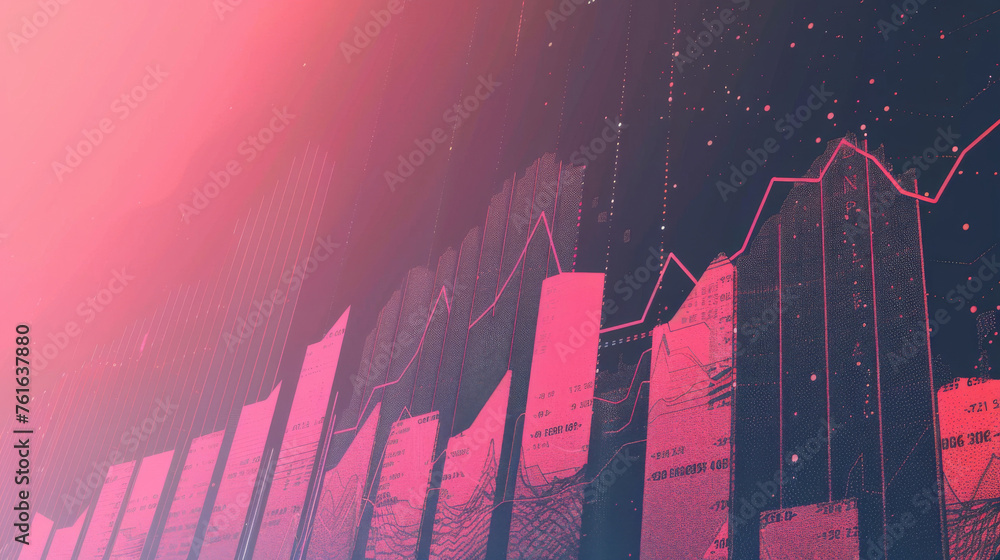 Poster abstract financial growth concept with colorful data visualization