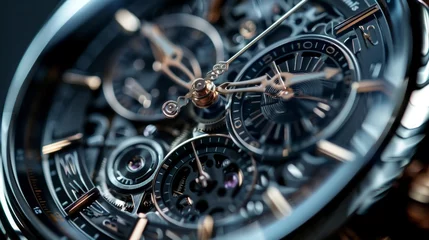 Zelfklevend Fotobehang luxury watch chronograph wrist watches closeup © Emil