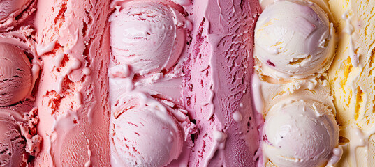 Fototapeta premium Different ice cream texture close up background