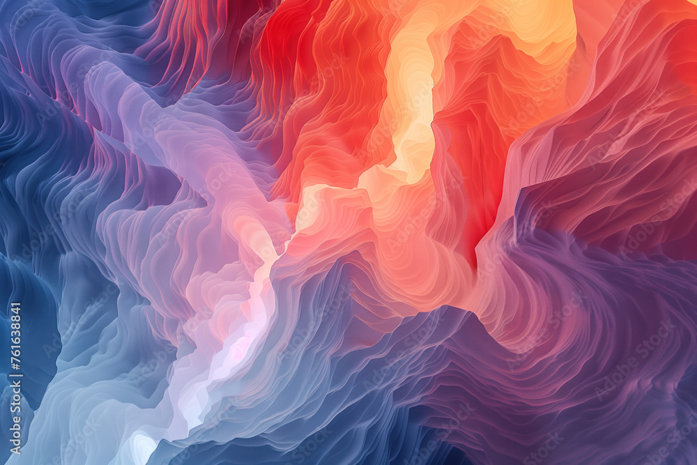 Poster surreal colorful abstract landscape inspired by grand canyon. abstract colorful background image. cr