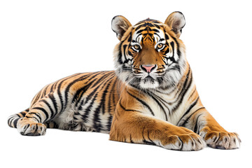 Obraz premium Tiger lying on transparent background