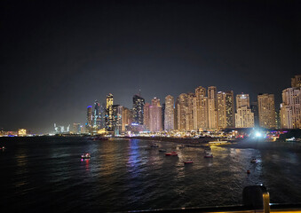 Fototapeta premium Night panorama of Dubai Marina concept