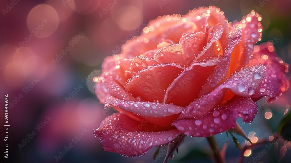 Canvas Prints Ethereal Morning Dew on Blooming Rose, generative ai