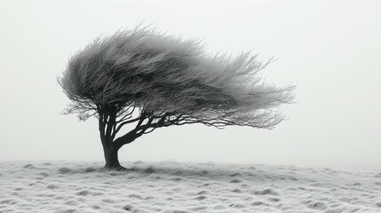 Lonely Tree on the Windswept Plain, generative ai