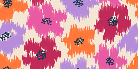 Exotic hand drawn flowers, seamless patterns embroidery style with floral for fabric, textiles, wrapping paper, cover, wall art, home decor, abstract backgrounds. Vector illustration.