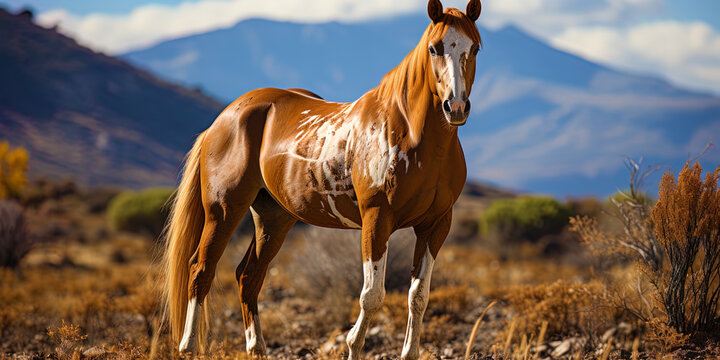 Beautiful Armanian mare, with a light, smooth step, like a star in the horse ar