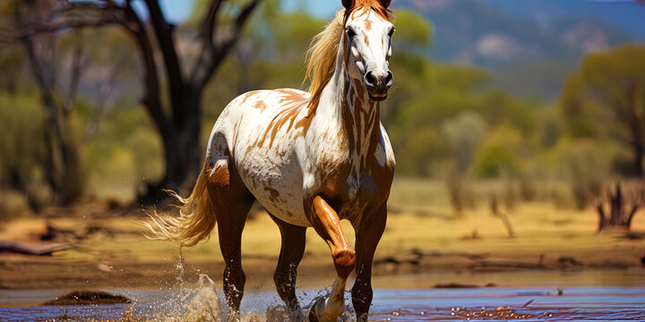 Beautiful Armanian mare, with a light, smooth step, like a star in the horse