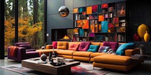 Harmony of colors and shapes on the wall, creating a feeling of comfort and warmth, like a home h