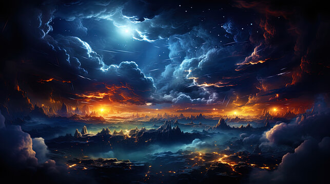 Hismless cosmic clouds, like the habitat of heavenly creatures and cosmic monste