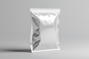 Packaging For Snacks, Chips, Sugar, Spices, Or Other Food, paper bag packaging template isolated, Blank Foil Food Or Drink Bag Packaging, White foil or paper food stand up snack bag, Generative Ai