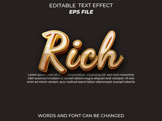 Fototapeta premium rich text effect, font editable, typography, 3d text. vector template