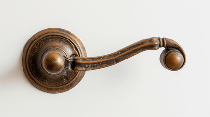 Antique door handle isolated on a white background, close-up