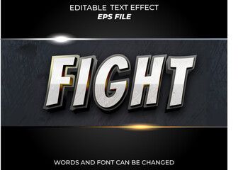 fight text effect, font editable, typography, 3d text. vector template