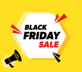 Black Friday Sale - vector advertising banner with megaphone.
