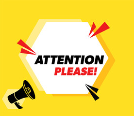 Attention please - vector advertising banner with megaphone.