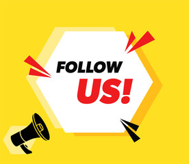 Follow us - Vector social media advertising banner with megaphone.