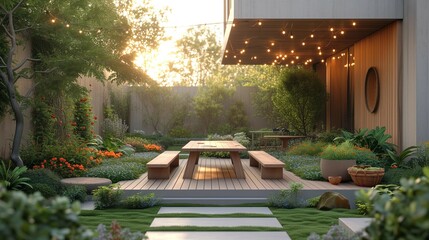 Lush Greenery Terrace Setup, generative ai
