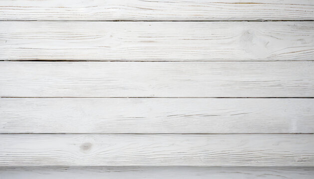 White washed wooden table top, top view.