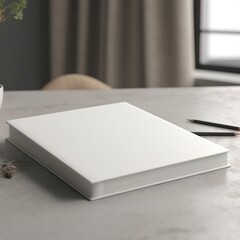 Fototapeta premium blank white book mock up on a gray surface ,generative ai