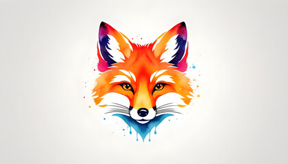 Fototapeta premium A watercolor logo of a fox face with vibrant colors