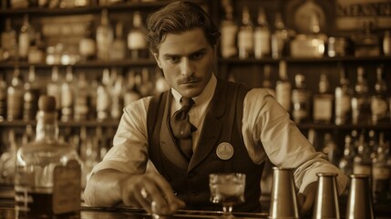 Antique Ambiance: The Art of Bartending, generative ai