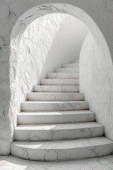 White marble stairs leading to a bright doorway ,generative ai
