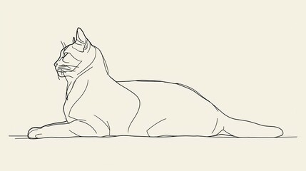Sleek Minimalist Feline Sketch, generative ai