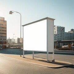 Fototapeta na wymiar Urban Blank Screen Display Mockup ,white Billboard Advertising ,Generative AI