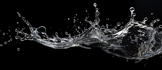 A liquid splash on a dark monochrome background, capturing the beauty of water in motion through flash photography, resembling a geological phenomenon or artistic event - obrazy, fototapety, plakaty