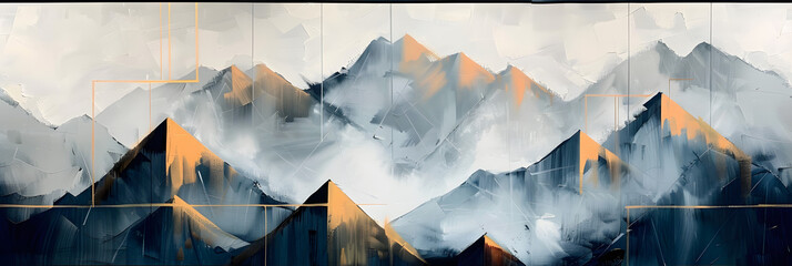 Abstract painting.Oil paint on canvas. Mountain . Painting in the interior. A modern poster. 