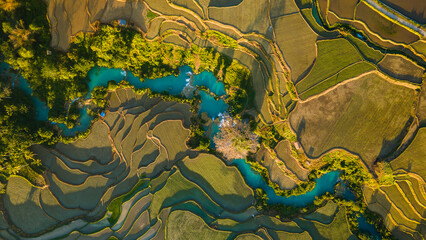 Aerial view of Weekacura Waterfall in East Nusa Tenggara, Sumba, Indonesia