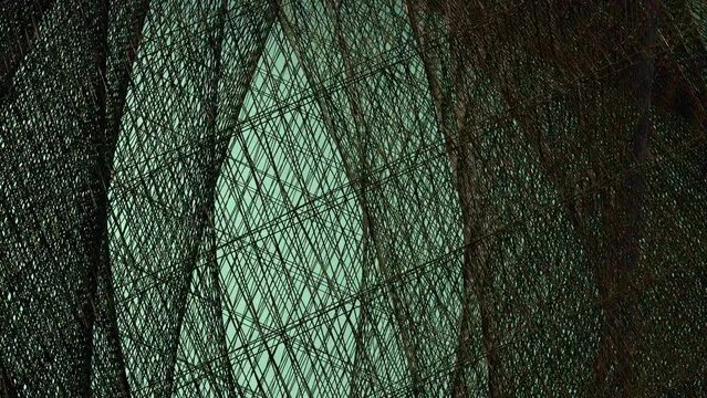 moderne elegante vision&auml;re Designform mit &auml;sthetischer Balance aus Gitternetzlinien, visuelle Innovation, neuartige Methoden, Hintergrund, Geometrie, Wirbel, Kurven, glas