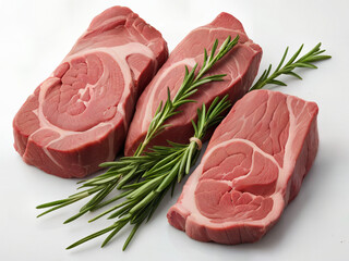 raw beef steak with rosemary