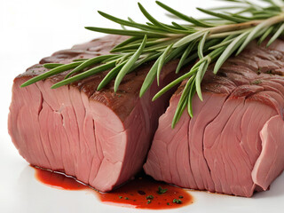 raw beef steak with rosemary