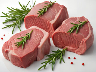raw beef steak with rosemary
