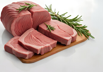 raw beef steak with rosemary
