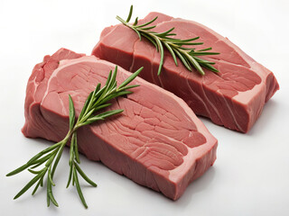 raw beef steak with rosemary