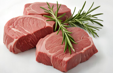 raw beef steak with rosemary