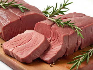 raw beef steak with rosemary