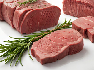 raw beef steak with rosemary
