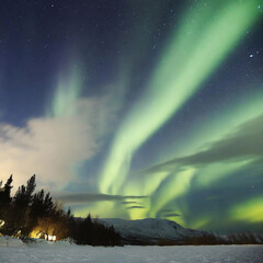 청명한 밤하늘에 가득 놓인 오로라