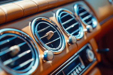 Vintage car interior with elegant dashboard