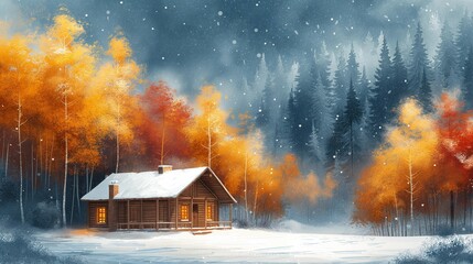 Nordic Cabin in a Snowy Wonderland, generative ai