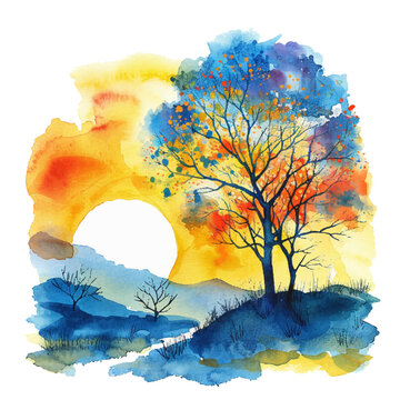 nature painting watercolour vector illustration for background