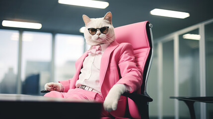 corporate cat in chair.