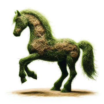recommend clip art: silhouette of horse made of grass and hay isolated on white background