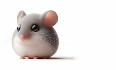 3d rendering of a cute white mouse isolated on white background, generative ai
