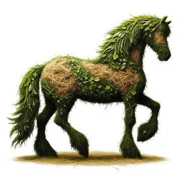 recommend clip art: silhouette of horse made of grass and hay isolated on white background